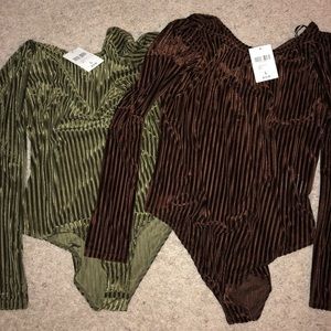 Forever 21 velvet body suit duo